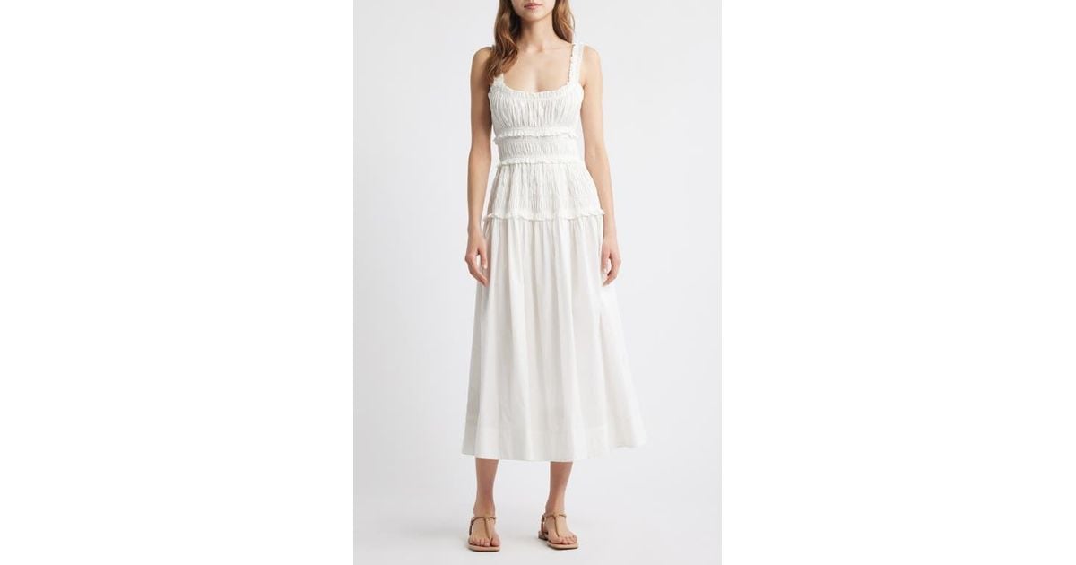 Doen Marianne Organic Cotton Poplin Midi Dress in White | Lyst