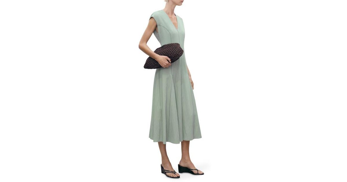 Mango Godet Pleat Dress in Green | Lyst Mango Godet Pleat Dress in Green | Lyst