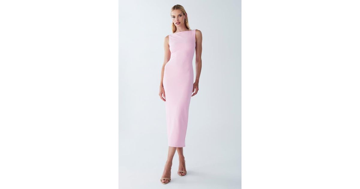 BWLDR Shian Midi Dress in Pink | Lyst