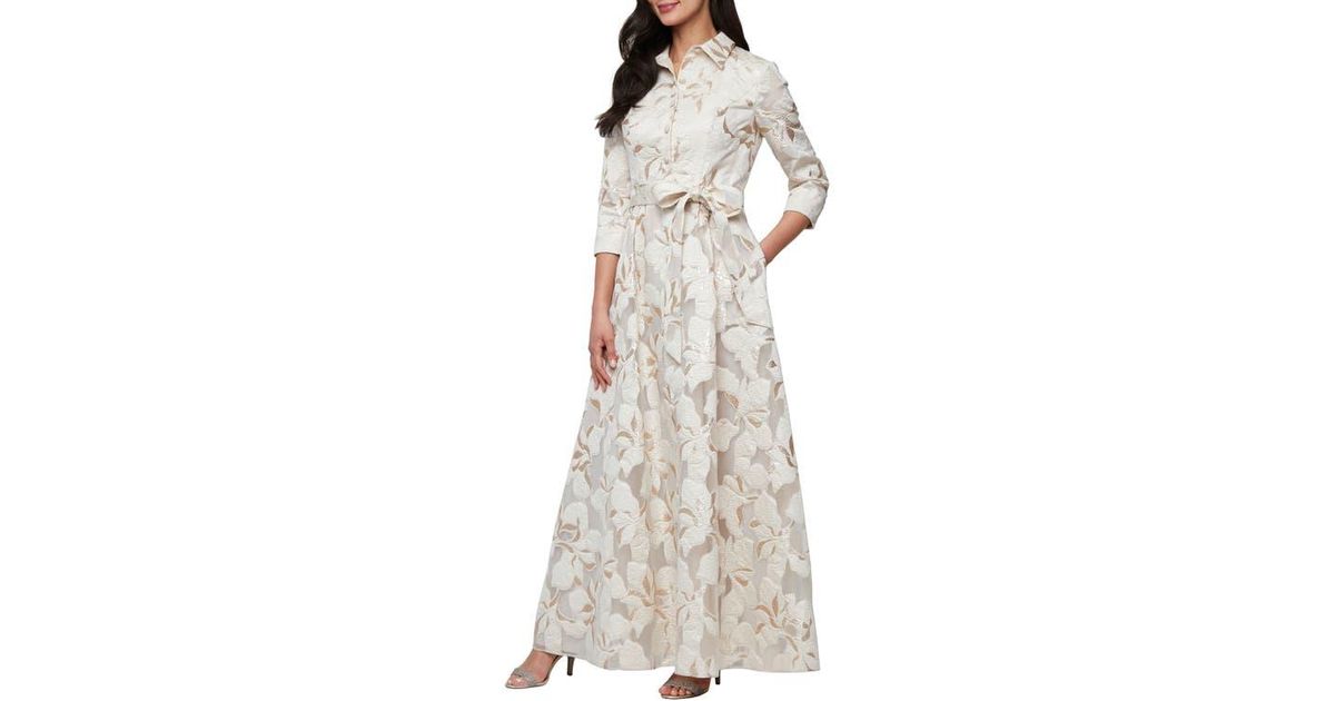 alex evenings jacquard dress Alex Evenings Jacquard Off the Shoulder Dress main image 1