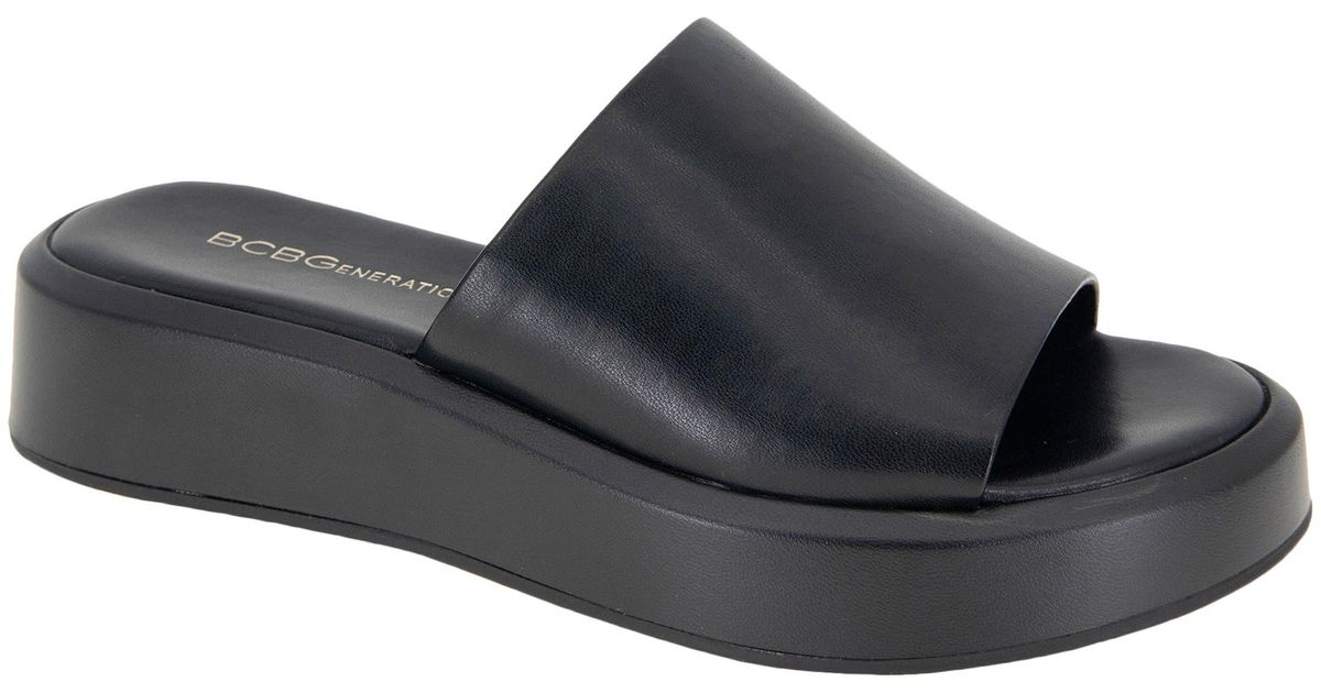 BCBGMAXAZRIA Farah Platform Slide Sandal in Black | Lyst