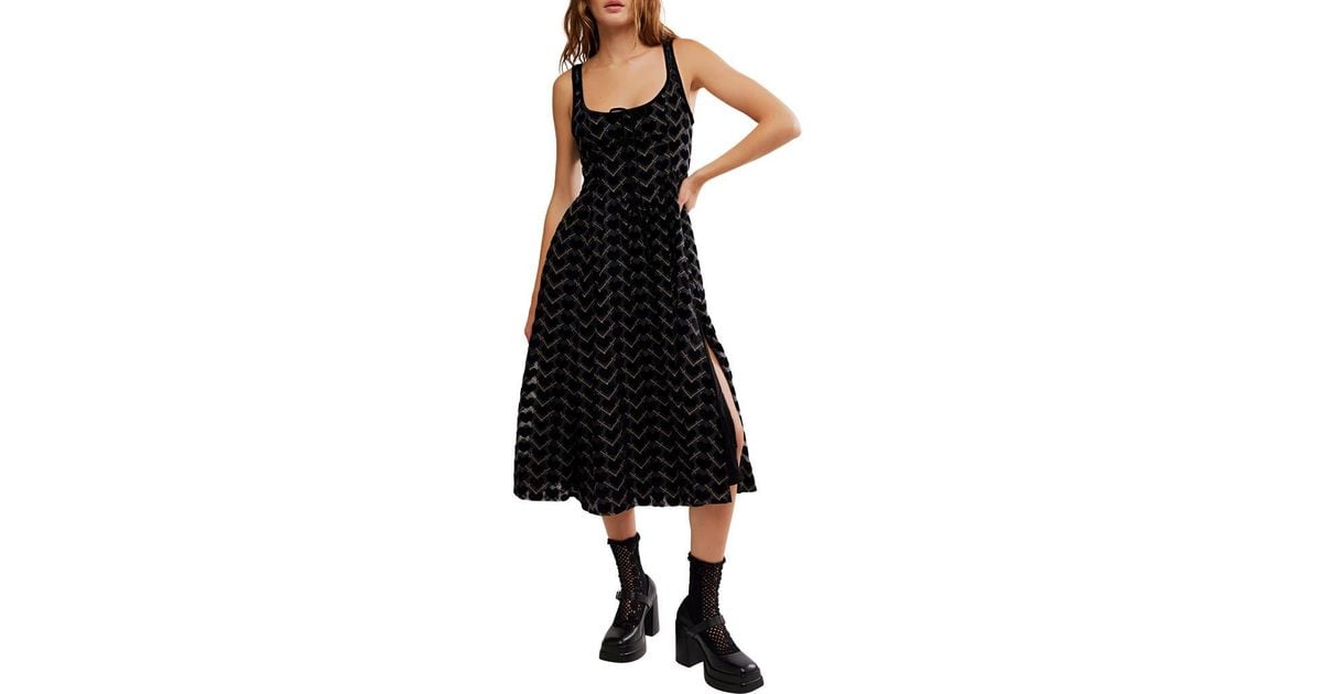 Free People Freya Burnout Velvet Midi Dress in Black | Lyst Free People Freya Burnout Velvet Midi Dress in Black | Lyst