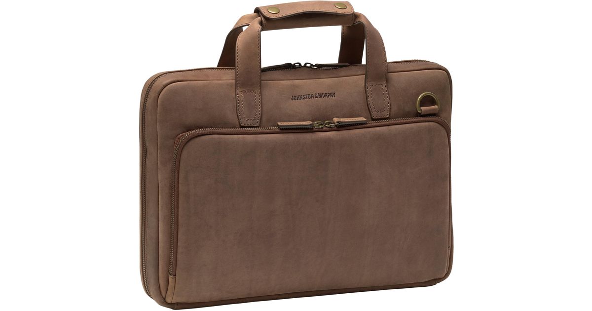 Johnston & Murphy Leather Portfolio Briefcase in Brown for Men Lyst