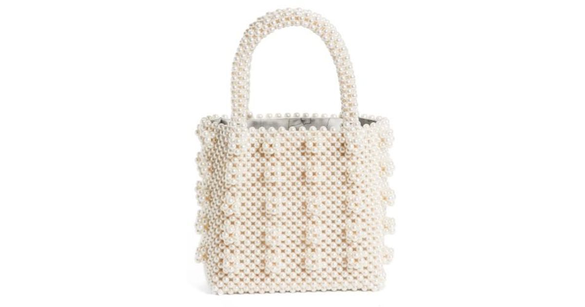 Lyst Shrimps Antonia Small Imitation Pearl Beaded Handbag In Natural