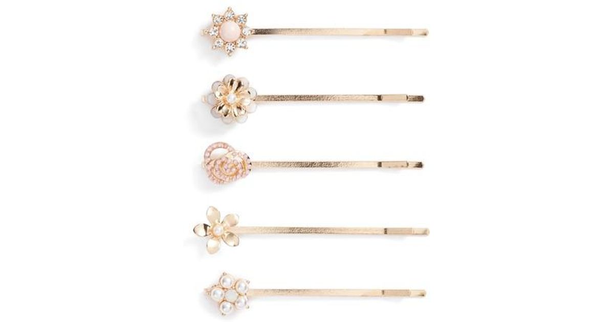 Berry Gold Flower 5 Pack Bobby Pins Metallic Lyst