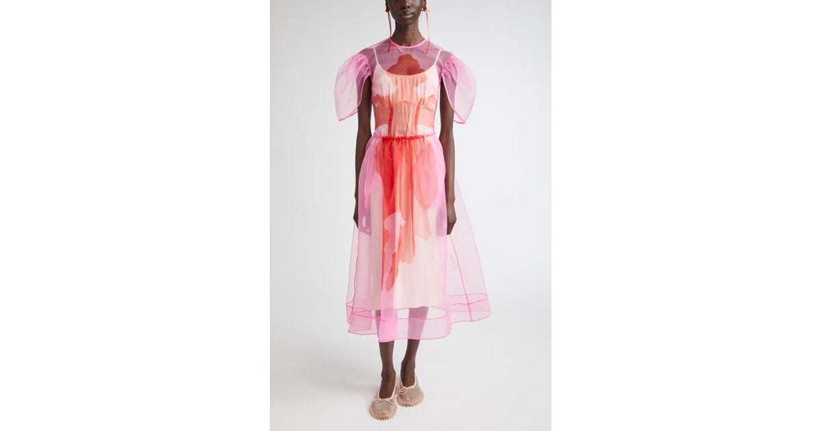 〓Simone Rocha〓pink×red flower刺繍チュール ドレス 〓Simone Rocha〓pink×red flower刺繍チュール ドレス - メルカリ