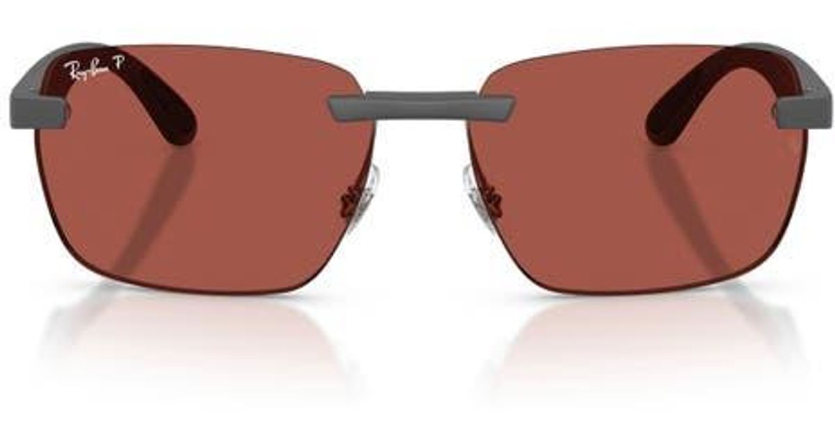 Ray-Ban 59Mm Polarized Rimless Sunglasses in Brown | Lyst
