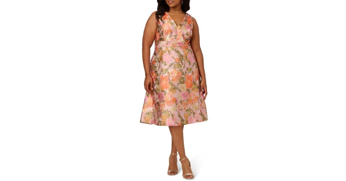 Floral Print Dresses Adrianna Papell Women's Satin Jacquard Midi