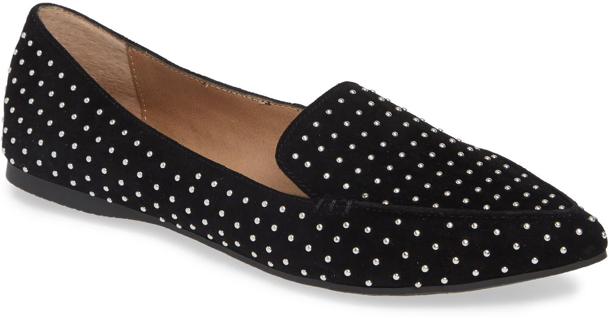 steve madden black studded loafers