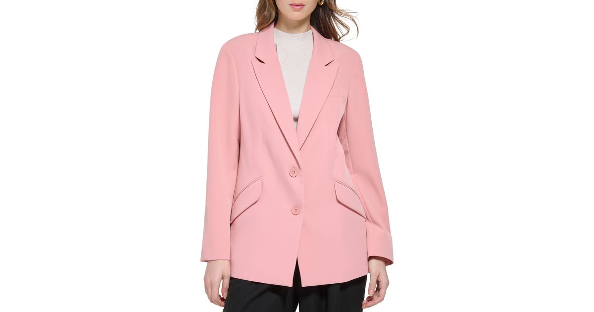 DKNY Single Breasted Blazer in Pink | Lyst