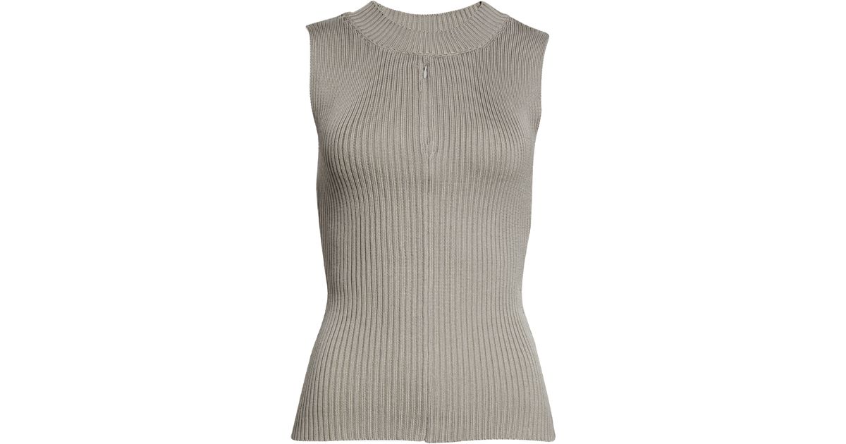 Paloma Wool Atori Zip Keyhole Organic Cotton Rib Sleeveless Sweater in ...