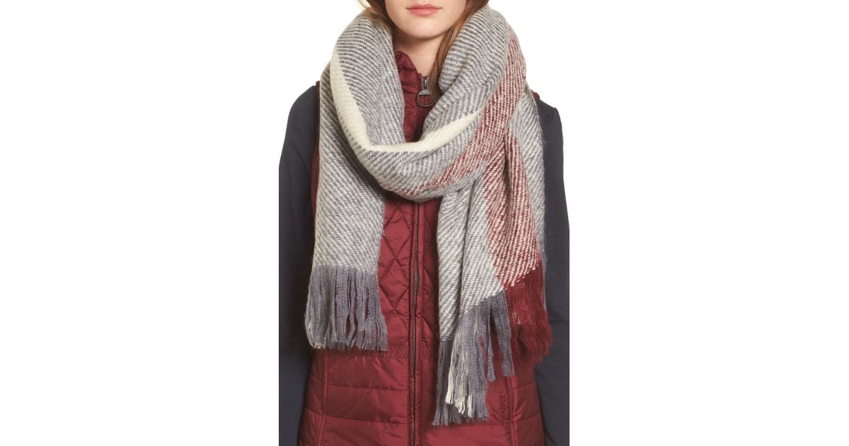 Barbour Munro Scarf in Grey / Red (Gray 
