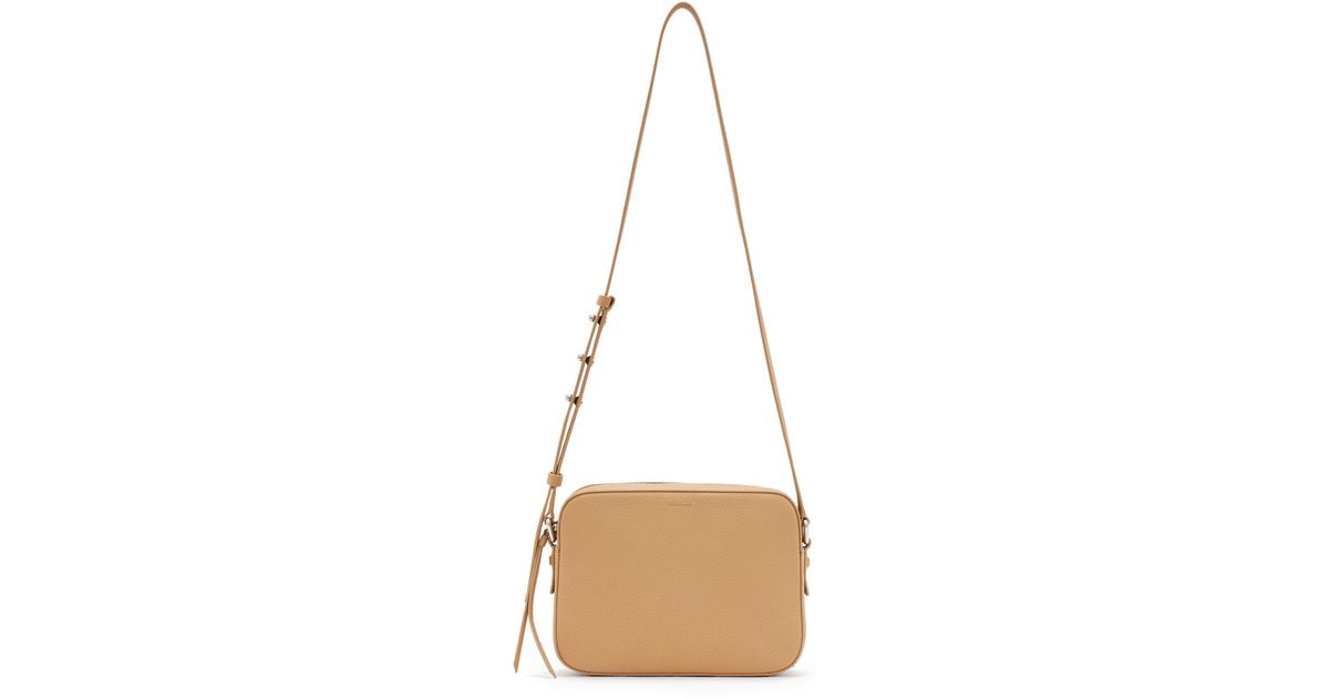 AllSaints Captain Square Leather Crossbody Bag in Natural Lyst