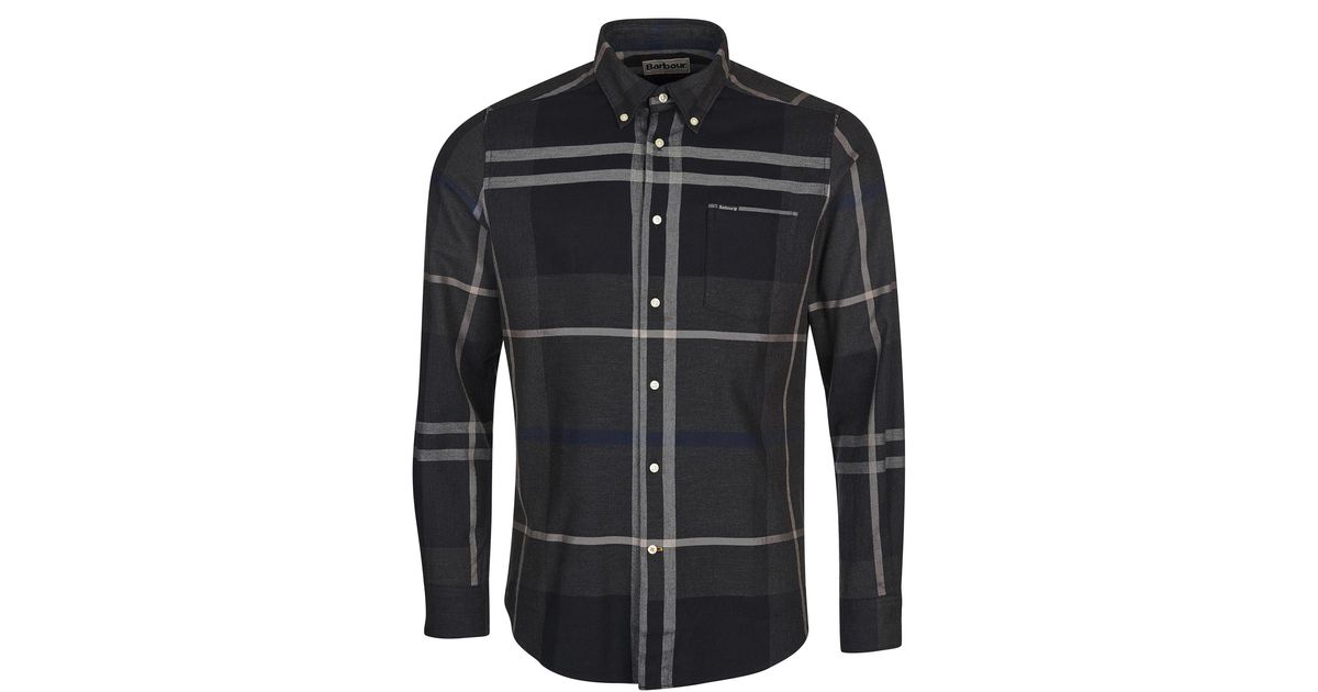 Barbour Dunoon Tailored Fit Plaid Button-down Shirt In Graphite At  Nordstrom Rack in Black for Men | Lyst