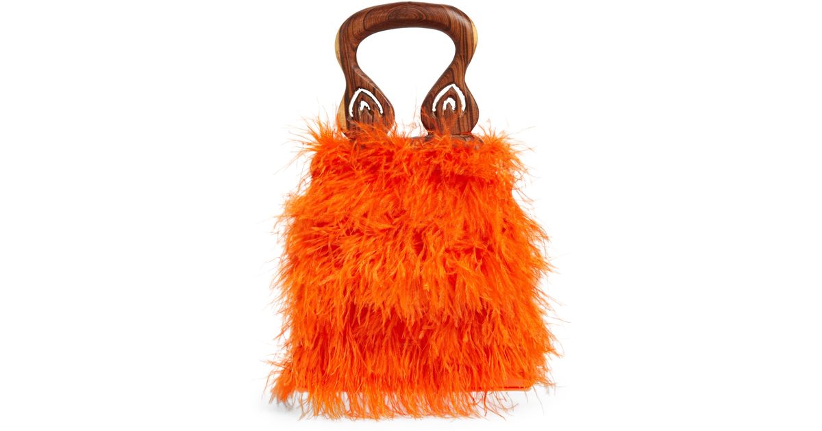 Brother Vellies Nile Feather Handbag in Orange | Lyst