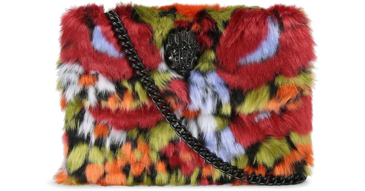 Kurt Geiger Medium Faux Fur Kensinton Convertible Crossbody Bag in Red