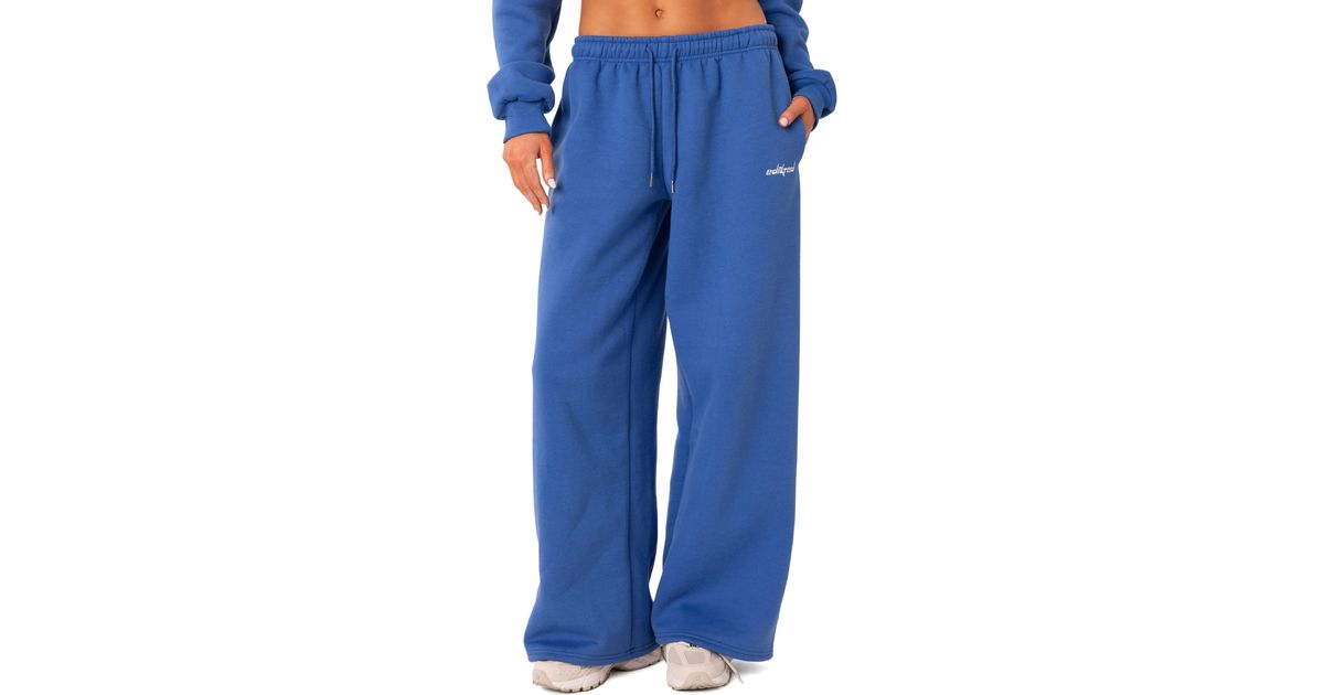 Edikted Breanna Low Rise Wide Leg Sweatpants In Blue Lyst