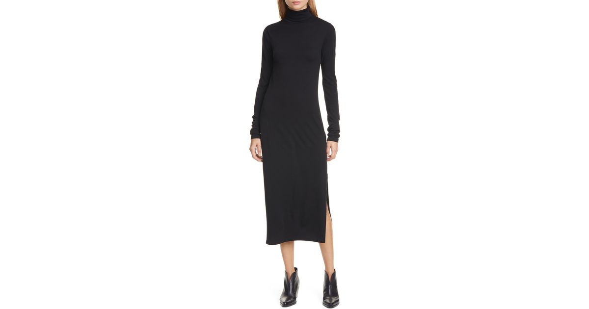 black long sleeve turtleneck sweater dress