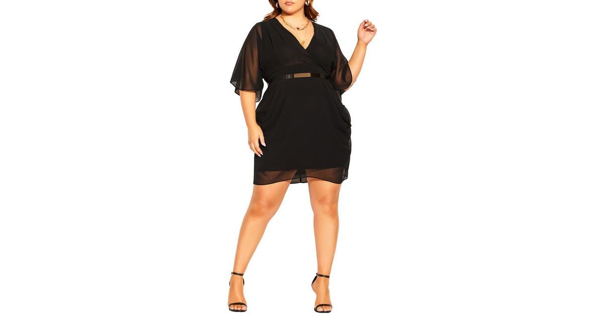 City Chic Wrap Front Dress in Black Lyst