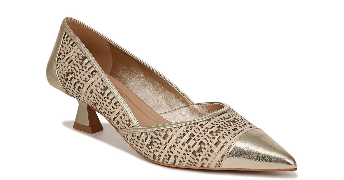 Franco Sarto Darcy Kitten Heel Pump in Natural | Lyst