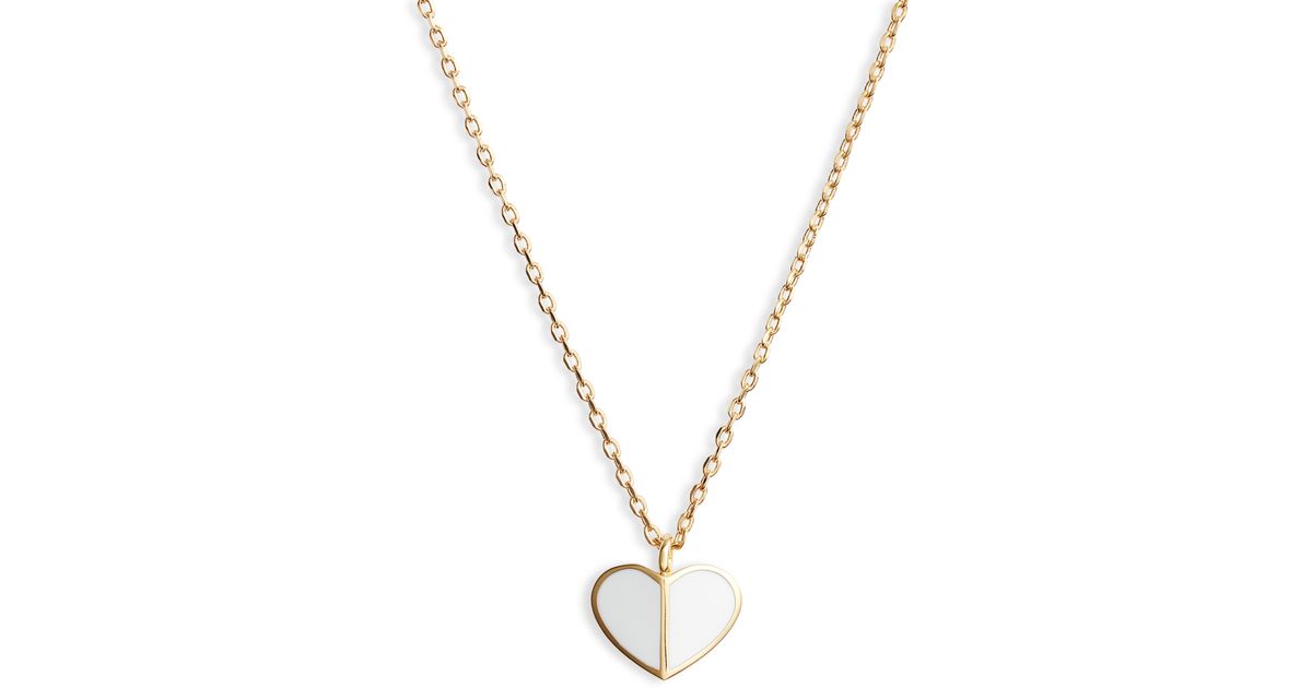Kate Spade Heritage Spade Enamel Heart Mini Pendant in White (Black