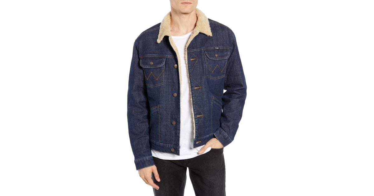 wrangler men's heritage sherpa lined denim jacket