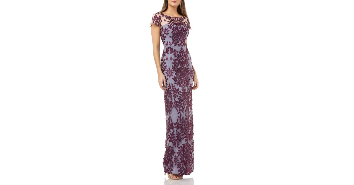 js collections leaf embroidered gown