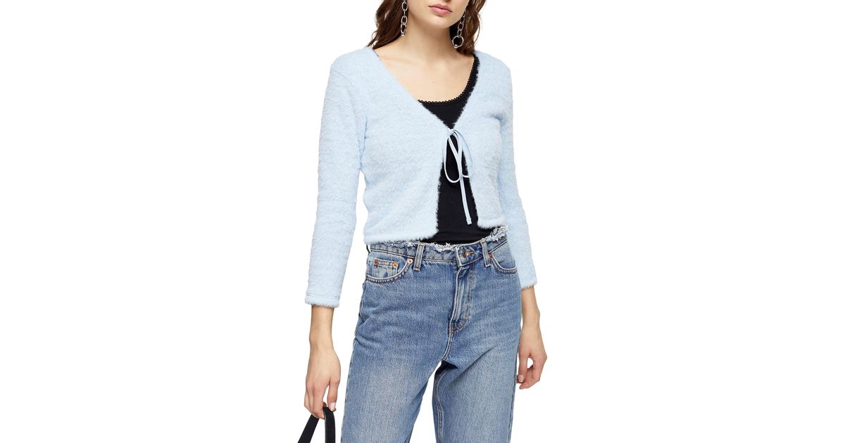 topshop blue fluffy cardigan
