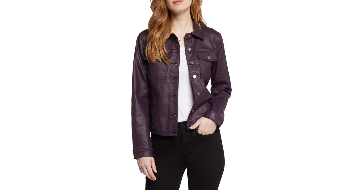 NYDJ Coated Denim Trucker Jacket in Purple Lyst