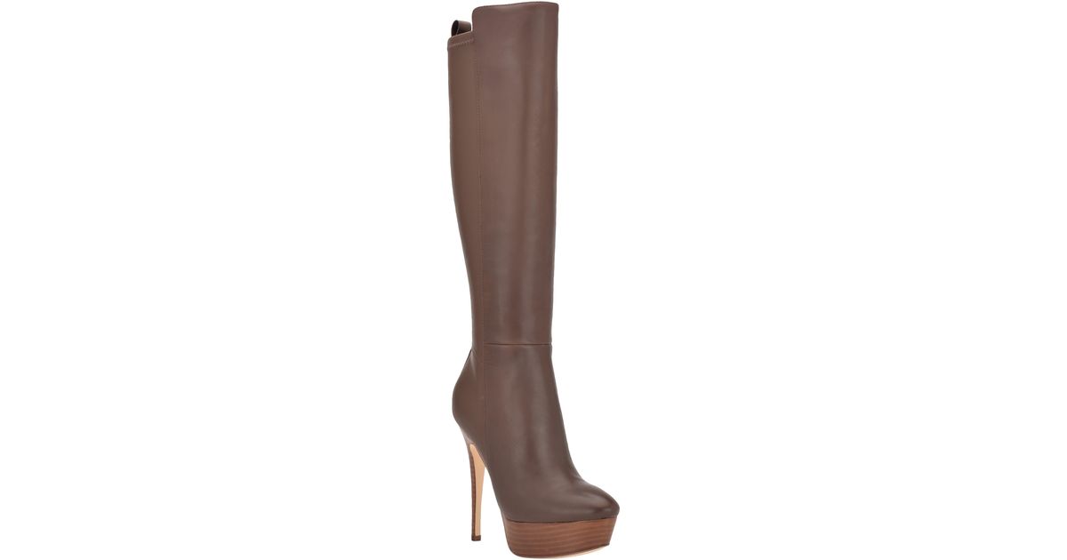 Guess Cadine Knee High Platform Boot in Brown Lyst
