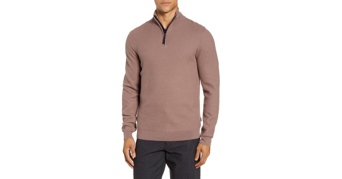 slim fit quarter zip sweater