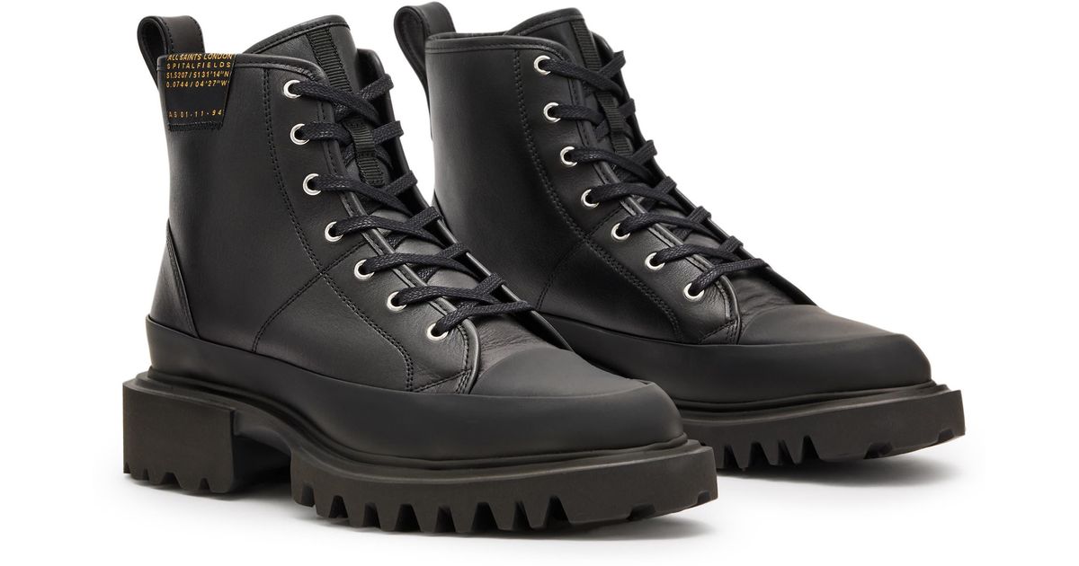 AllSaints Myla Combat Boot in Black Lyst
