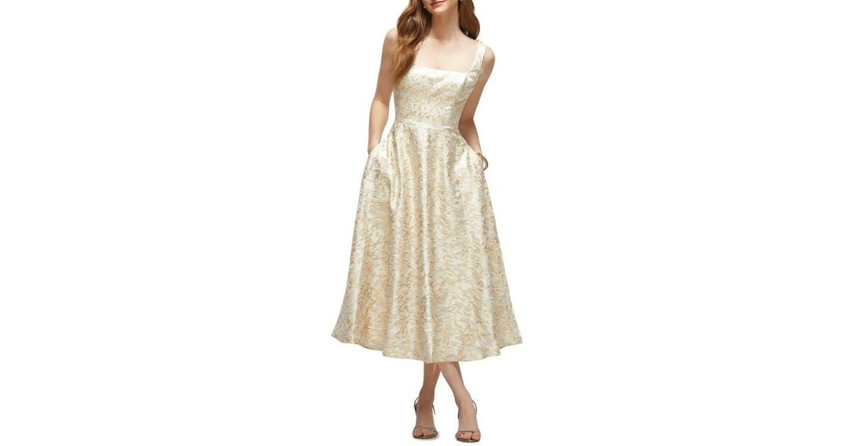 The Dessy Group Celine Metallic Floral Brocade Cocktail Dress in Natural |  Lyst