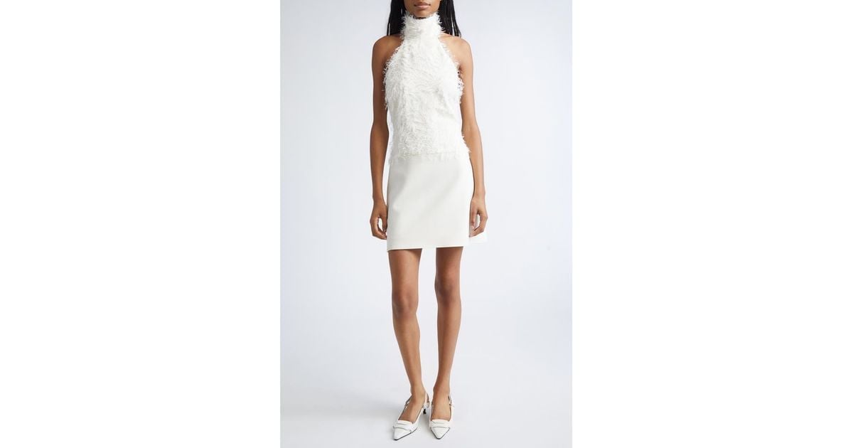 Courreges Feather Thread Halter Dress in White | Lyst