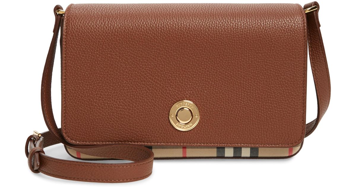 Burberry Hampshire House Check & Leather Crossbody Bag in Brown Lyst