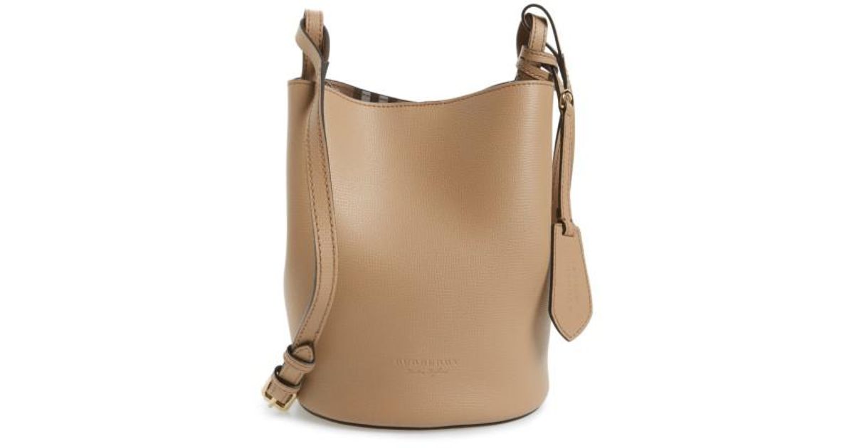 Burberry Small Lorne Leather Bucket Bag in Mid Camel (Natural) - Lyst