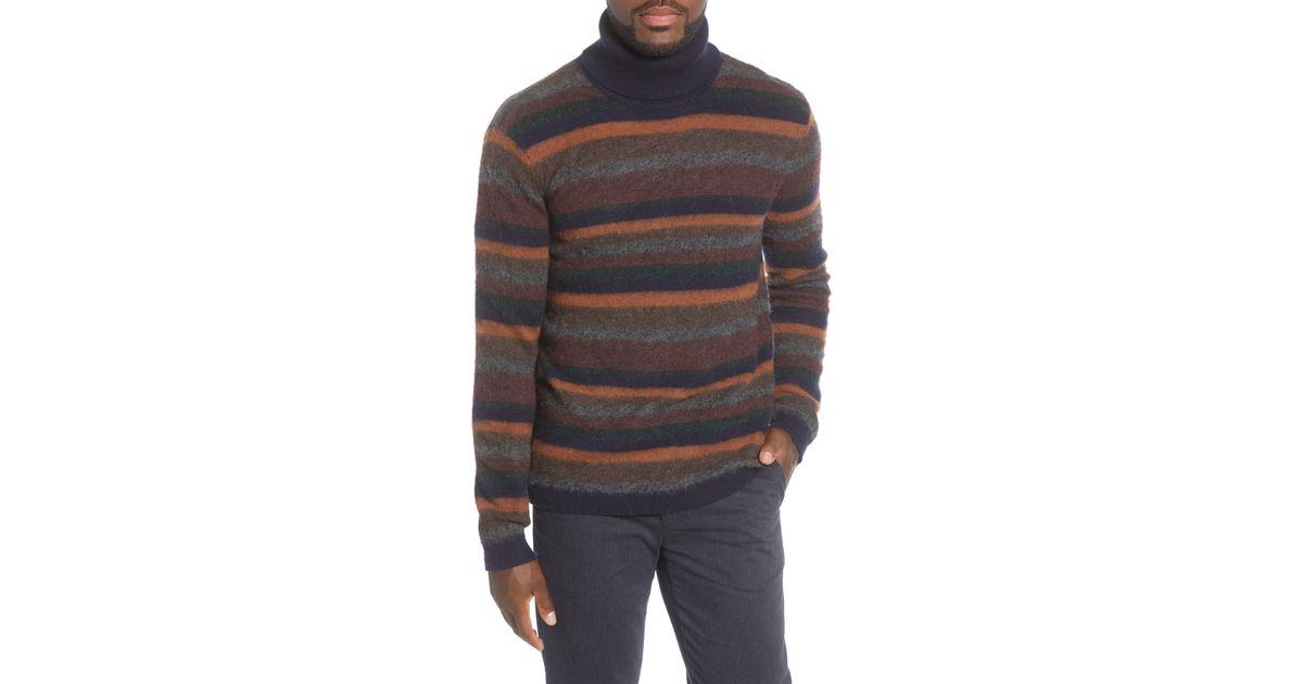 Nn07 John 6352 Slim Fit Stripe Wool Blend Turtleneck Sweater In Gray For Men Lyst
