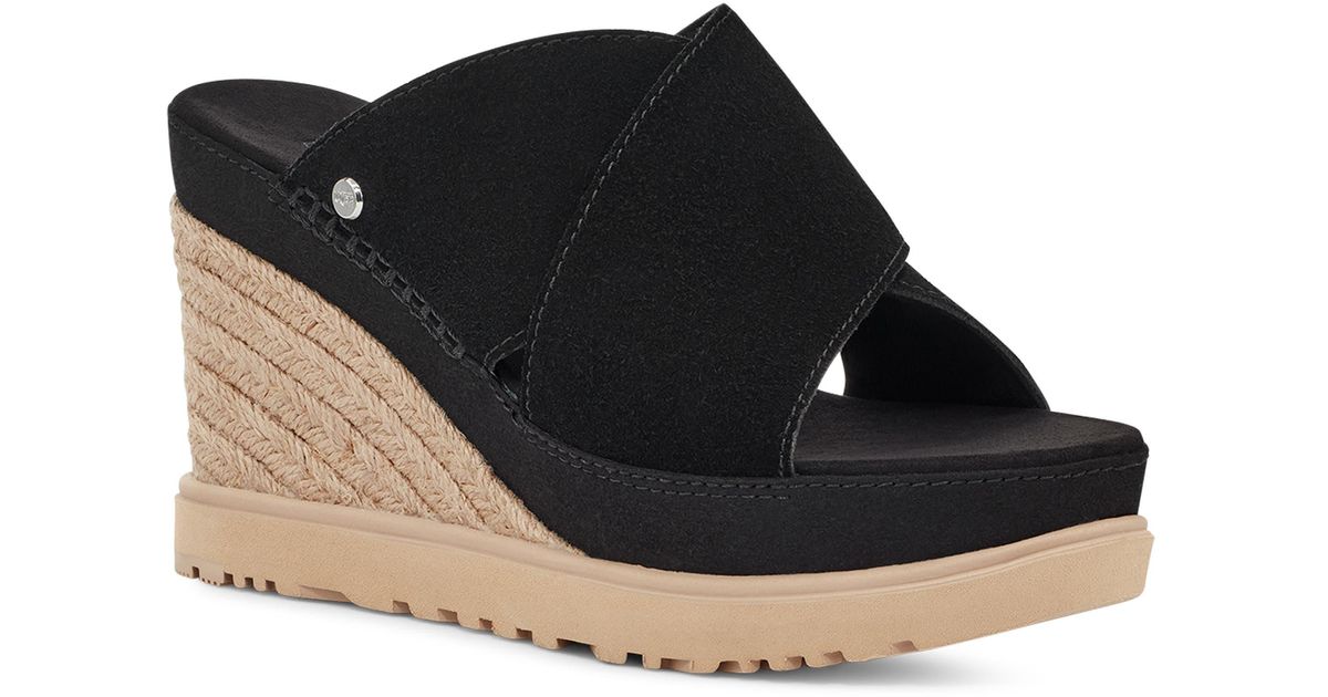 UGG ugg(r) Abbot Wedge Slide Sandal in Black Lyst
