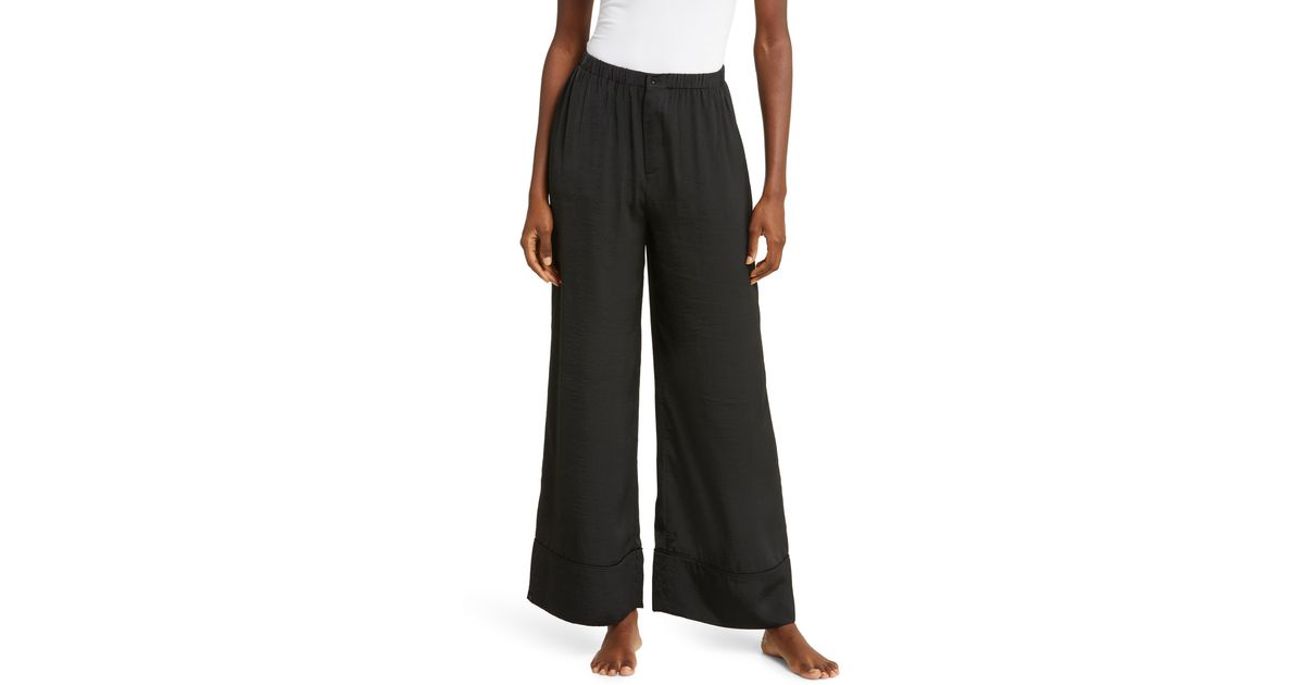 Barefoot Dreams Washed Satin Pajama Pants in Black | Lyst