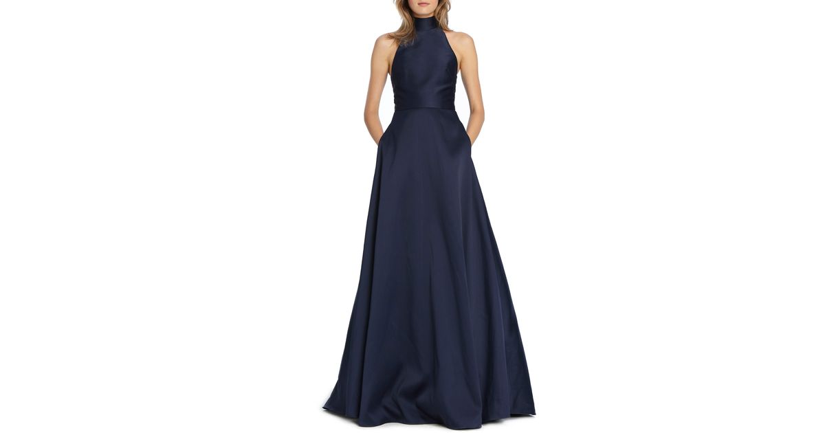 mock neck evening gown