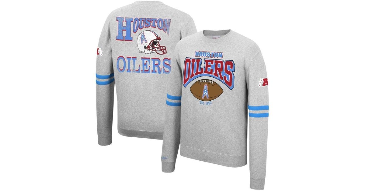 Mitchell Ness Heathered Gray Houston Oilers Allover Print Fleece