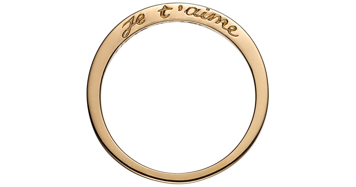 Nora Kogan Je T Aime Side Script Stackable Ring In Yellow Gold