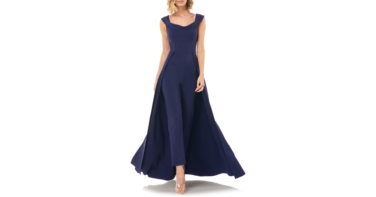 Kay Unger Jumpsuit Gown in Navy (Blue) - Save 63% - Lyst