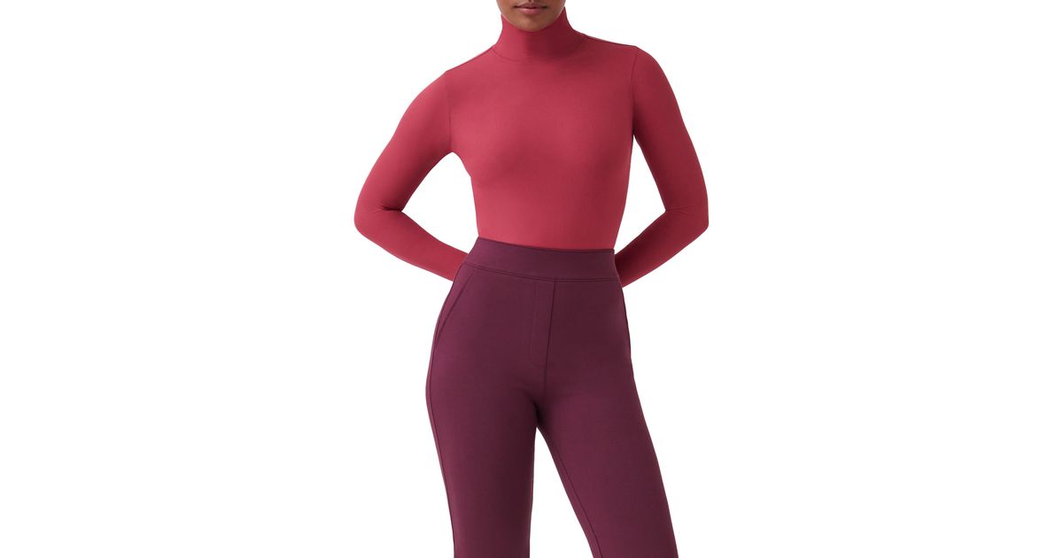 Spanx Long Sleeve Smoother Thong Bodysuit in Red Lyst