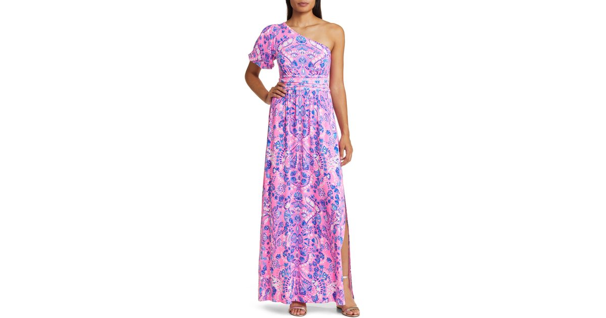 Lilly Pulitzer Solana One-shoulder Maxi Dress in Purple | Lyst