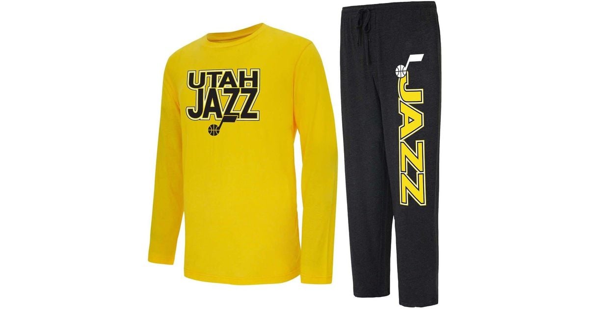 Concepts Sport /gold Utah Jazz Meter Long Sleeve T-shirt & Pants Sleep Set  At Nordstrom in Yellow for Men