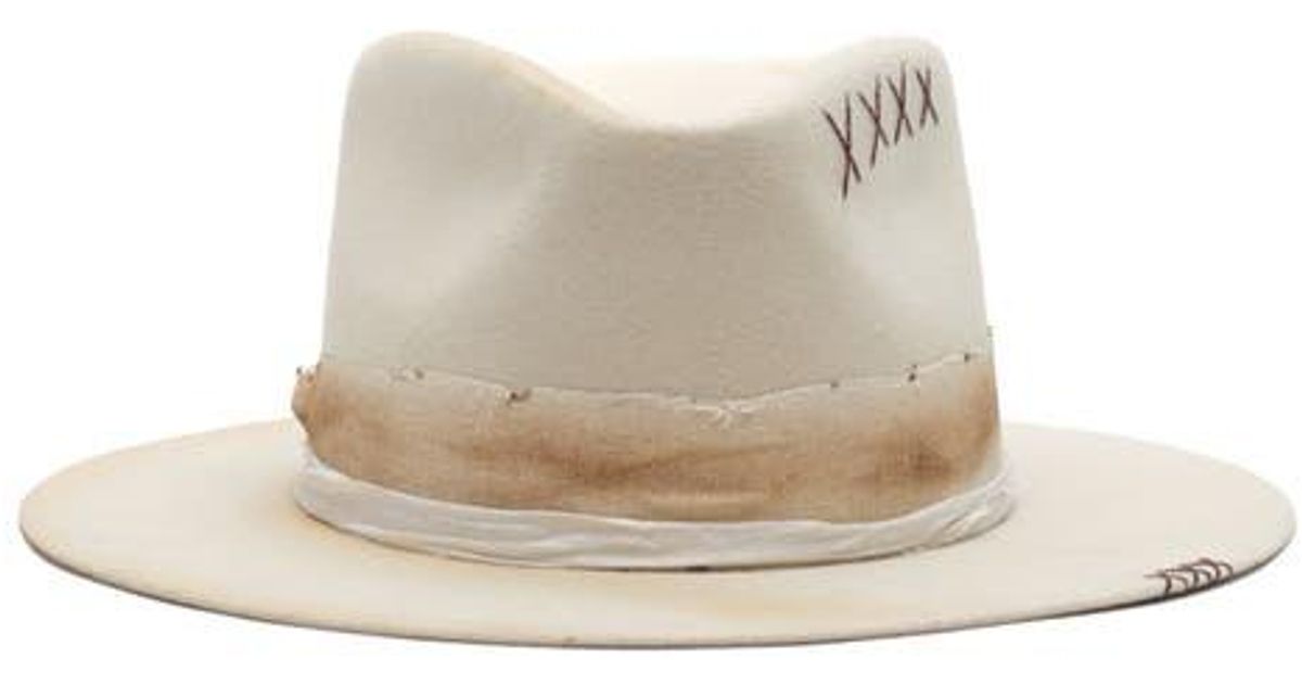 MODERN MONARCHIE Distressed Wool Fedora in White | Lyst
