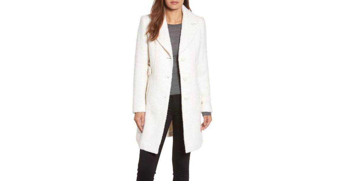 white boucle coat
