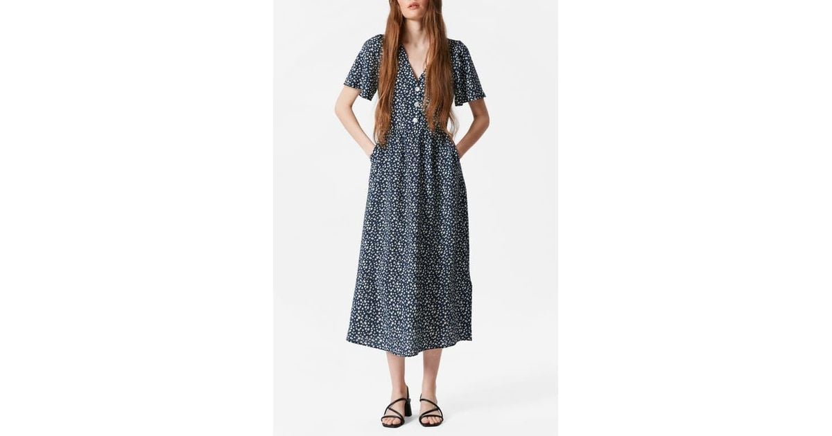 & Other Stories Floral Print A-Line Midi Dress in Blue | Lyst