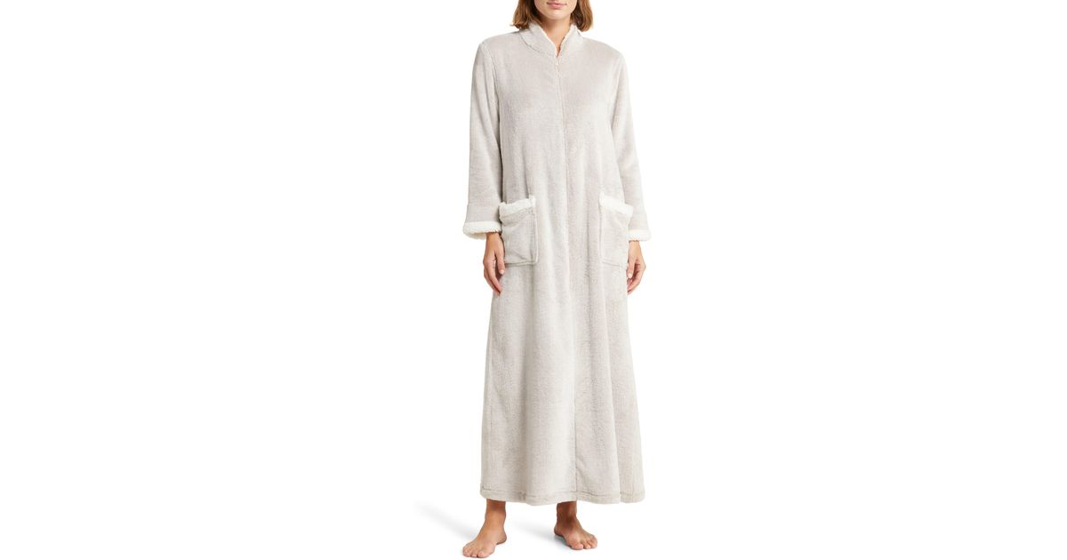 Natori Frosted Faux Shearling Zipup Robe in White Lyst